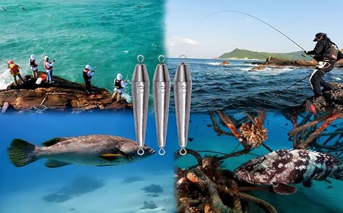 10PCS Fishing Weights, Inline Trolling Bullet Sinkers Double Ring Torpedo Fishing Weights Lead Drop Shot Fishing Weight Sinkers - 20g-50g - size: 1 oz - 10 Pack