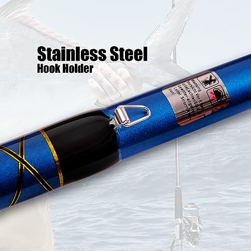Fiblink 2-Piece Saltwater Spinning Fishing Rod Offshore Graphite Portable Fishing Rod (7 Feet) - style: 8' Heavy