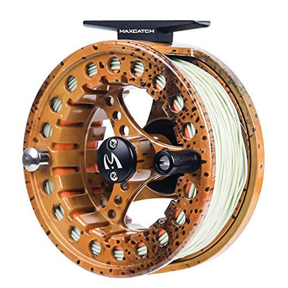 M MAXIMUMCATCH Maxcatch ECO Large Arbor Fly Fishing Reel (3/4wt 5/6wt 7/8wt) and Pre-Loaded Fly Reel with Line Combo - color: Brown Trout (With Line Pre-loaded), size: 7/8 weight