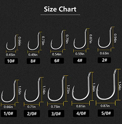 Dyxssm 150pcs/lot Circle Fishing Hooks Extra Strength Octopus Barb Fishing Hook with Offset Ponit - size: 1/0# (150pcs)