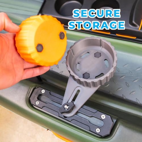 Kayak Bait Container, Magnetic Lid, No-Drill Track Mount - color: Gray