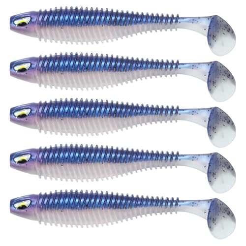 MAFIMOEA 40/30/25Pcs Paddle Tail Swim Baits Lures Fishing Soft Plastic Lure Kit for Bass Trout Walleye Crappie 6.5cm 7.5cm 10.5cm - color: Blue, size: 3.15IN/8CM - 30PCS