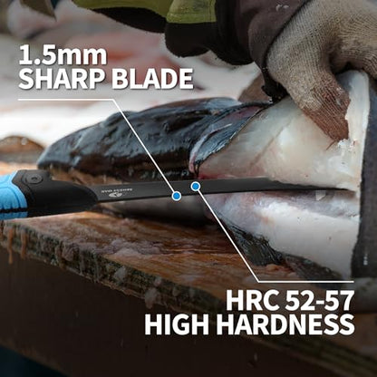 Mossy Oak Fillet Knife, 5.5'' Folding Fillet Knife with Razor Sharp 5Cr15 Stainless Steel Blade, Non-Slip Handle, Protective Sheath, Rust & Corrosion-Resistant Filet Knives for Fish Filleting & Boning - size: 5.5 inch