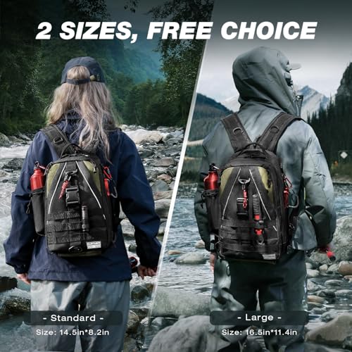 Ghosthorn Fishing Backpack with Tackle Boxes Fish Lip Gripper Pliers Lures Waterproof Tackle Bag with Rod Holder Fishing Gear - color: Black, size: Standard