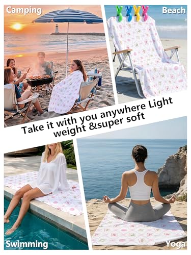 Coquette Pink Bow Mahjong Beach Towel - Grandmillennial Preppy Girly Large Sand Free Towel 30x60 Inch for Beach Camping Swim Pool Gym Sports & Yoga, Mahjong Lovers Players Gifts - color: Btowels10
