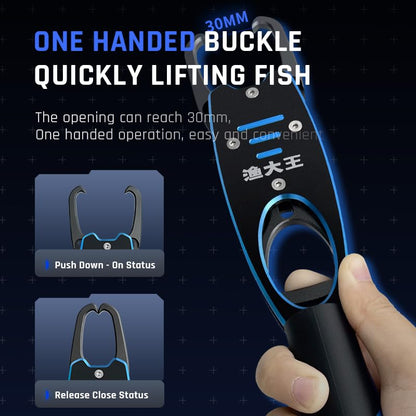 Fish Lip Gripper with Built-in Scale and Fishing Pliers, Stainless Steel Fishing Tool with Lanyard - color: Blue And Black/Green And Black