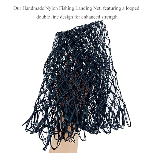 Fishing Net Replacement Foldable Trout Net Replacement Nylon Fishing Landing Mesh for Freshwater Saltwater Robust 24 Strands - color: Black, size: 15.8in dia-21.7in depth(49.5in Cir)-1P