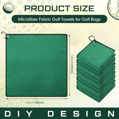 Batiyeer 30 Pcs Bulk Golf Towels for Golf Bags 16'' x 16'' Microfiber Fabric Golf Towel Waffle Pattern with Clip for Bags Men Mini Tournament Fitness Yoga Camping(Green) - color: Green