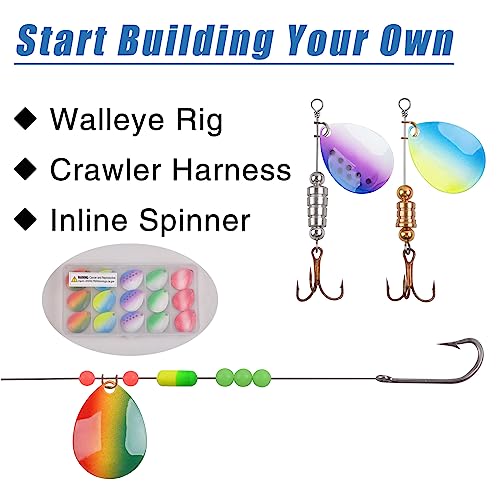 Colorado Spinner Blades Fishing Lures Kit 40pcs DIY Lure Making Set for Spinner baits Spoons Walleye Rig Trout Salmon Bass Fishing - style: B-40pcs