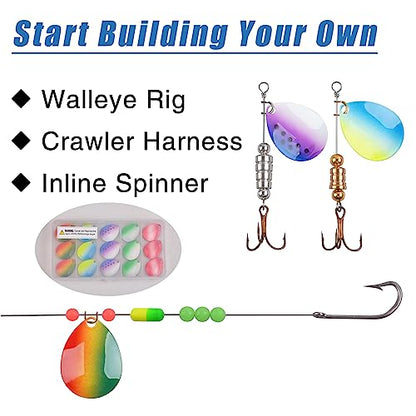 Colorado Spinner Blades Fishing Lures Kit 40pcs DIY Lure Making Set for Spinner baits Spoons Walleye Rig Trout Salmon Bass Fishing - style: B-40pcs