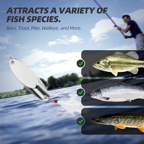 Jigging Spoon Fishing Lures 20/40PCS Kit – Metal Casting Spoon Lure Set with Treble Hooks, Mixed Sizes Spinner Baits for Saltwater & Freshwater Trout, Salmon, Bass - color: Silver, Gold, size: Mixed Size 40PCS