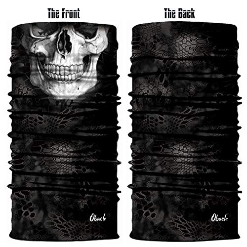 Obacle Neck Gaiter Face Mask Bandana for Dust Wind Sun Protection for Men Women - color: Black White Skull