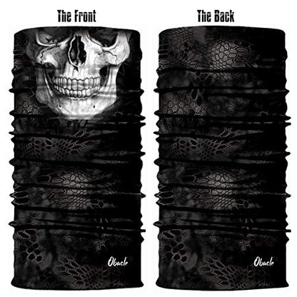 Obacle Neck Gaiter Face Mask Bandana for Dust Wind Sun Protection for Men Women - color: Black White Skull