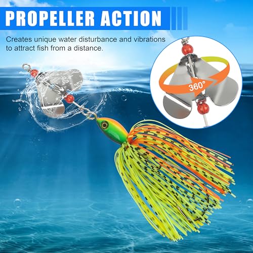 Fishing Buzzbait Lures Bass Spinnerbait Kit Buzz Bait Multicolor Swimbait Metal Jig Lure for Bass Pike Trout Fishing - color: A- 6pcs