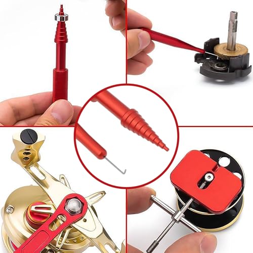 1 Set Reel Repair Tool Kit 90x13mm/8x78mm for Fishing Reel Maintenance Red