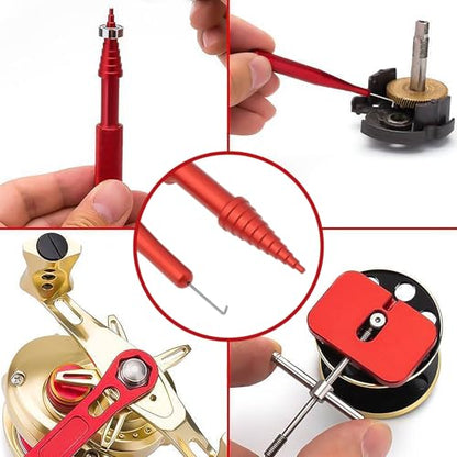 1 Set Reel Repair Tool Kit 90x13mm/8x78mm for Fishing Reel Maintenance Red