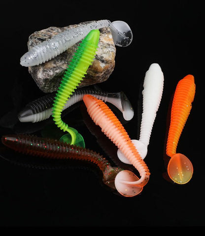 23 Pcs Soft Plastic Fishing Lures Kit with Spinner Blades, Offset Hook & Storage Box - Lifelike Silicone Worms, Crayfish, Grubs for Bass Trout Walleye Fishing