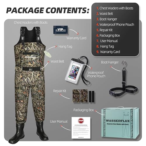 Fishing Waders for Men, Waterproof 4mm Neoprene Hunting Waders, 8mm Reinforced Knees, 800G Insulation Bootfoot