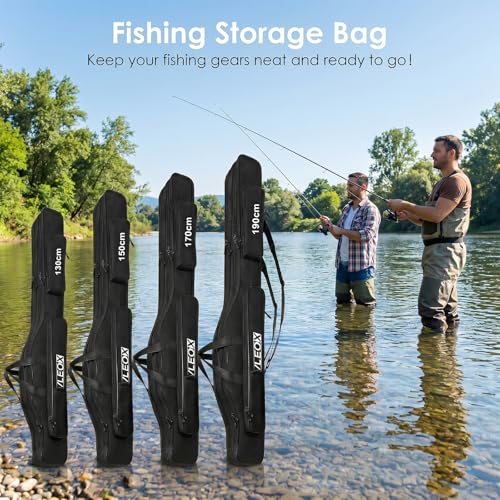 3 Layers Fishing Pole Bag, Fishing Rod Case, Portable Folding Fishing Rod Case Fishing Pole Reel Storage Bag Fishing Gears Organizer 150cm - size: 150cm