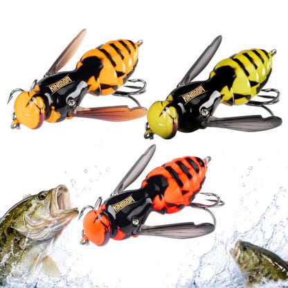 Kingdom Wasp Crawl Bait Insect Bionic Floating Fishing Lures Swimbaits Hard Artificial Baits Lure Freshwater and Saltwater Bass Carp Pike Walleye Fishing ABS Material Carbon Steel Three Book Hook - color: Set3, size: 4.2g