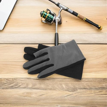 Fingerless Sun Protection Gloves for Fishing and Cycling, Breathable Mesh Fabric, Non-Slip Gray Driving and Outdoor Sports Gloves for Summer