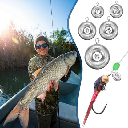 Shimeyao 18 Pieces Disc Sinkers Fishing Weights No Roll Disc Fishing Sinkers Weights for Saltwater Trolling Surf Tackle - size: 1 2 3 4 6oz