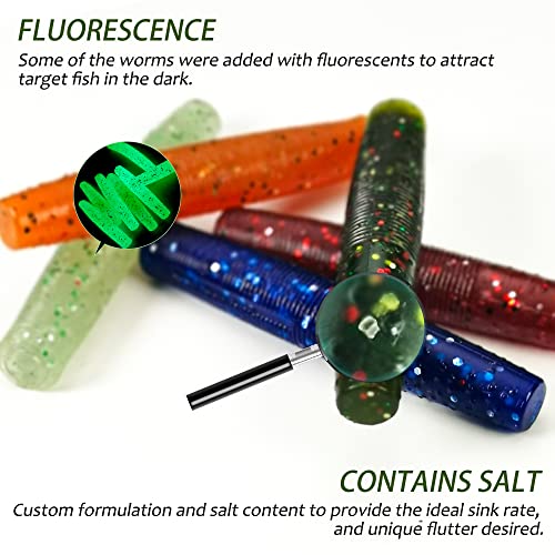 Ned Rig Jig Heads TRD Stick Worms Kit, 60, 35 Pack Ned Rig Lures Mushroom Jigs Finesse Soft Plastic Baits for Bass Fishing Freshwater Saltwater - color: 35 Pcs Ned Rig Lures