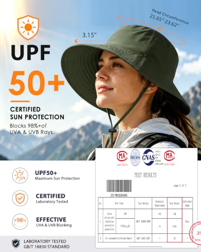 Water-Resistant Sun UPF 50+ Bucket Hat Protection Packable Brimmed Boonie for Women Men Summer Lightweight Hiking Outdoor Cap - color: Army Green