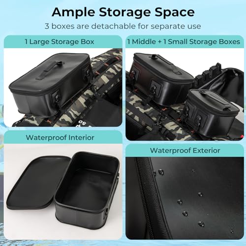 GYMAX Fishing Float Tube, Inflatable Belly Boat with Fish Finder Holder, Rod Rack, Fish Ruler, Manual Pump & Detachable Storage Boxes, Portable Backpack Float Tubes for Adults - color: Camouflage