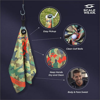 Rippit Magnetic Waffle Golf Towel – Large 16"x24" Microfiber Golf Club Ball Magnet Clip to Hang on Bag Cart Strong Premium Strength Ultra Absorbent Gear Men Gift (Rippit Camo) - color: Rippit Camo