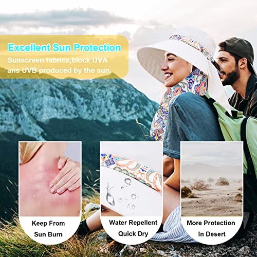 Women Wide Brim Face Mask Sun Hat Detachable Neck Face Flap Ponytail UV Protection Visor Hat Garden Fishing Hiking - color: M9099-mise