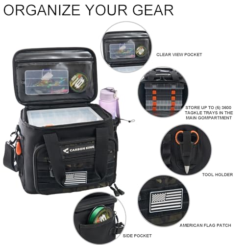 Waterproof Fishing Tackle Bag,Saltwater Tackle Box Bag,Fishing Bags for Men - Fishing Gifts for Men Black - color: Black