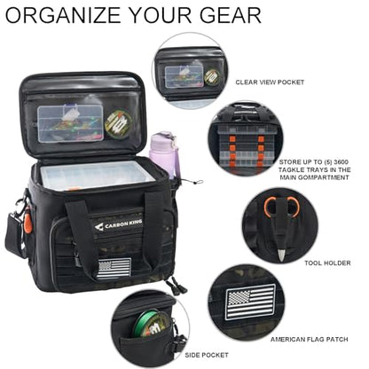 Waterproof Fishing Tackle Bag,Saltwater Tackle Box Bag,Fishing Bags for Men - Fishing Gifts for Men Black - color: Black