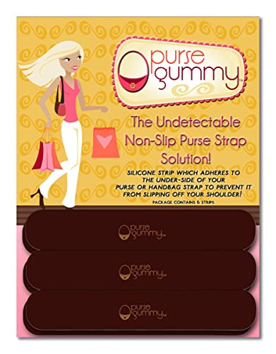 Purse Gummy - Stop Strap Slips - the ORIGINAL Non Slip Grip Strip Pad for Handbag Strap as seen on Today Show - Shoulder Bag, Tote bag, Cushion Accessory - SET of 6 PIECES - color: Chocolate Brown
