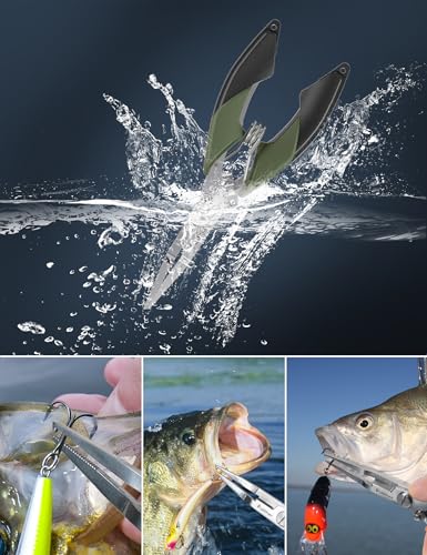 Fishing Tools Kit, Fishing Pliers,Fishing Scissors, Fishing Line Cutter for Braided Fishing Line,Fishing Gear with Lanyard - color: 6.5"Fishing Pliers Green