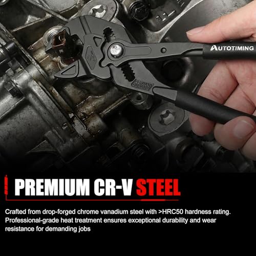 10-Inch Adjustable Plier Wrench Premium CR-V Parallel Pliers Parallel Jaw Pliers with Comfortable Grips Groove Lock Mechanism Black Finish - color: Black-10
