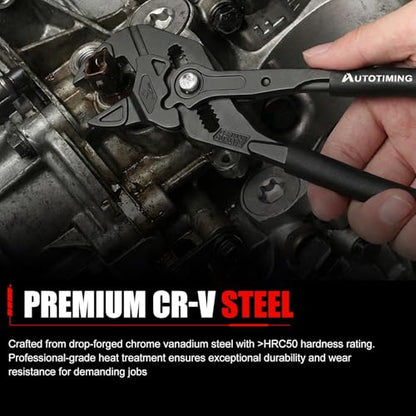 10-Inch Adjustable Plier Wrench Premium CR-V Parallel Pliers Parallel Jaw Pliers with Comfortable Grips Groove Lock Mechanism Black Finish - color: Black-10