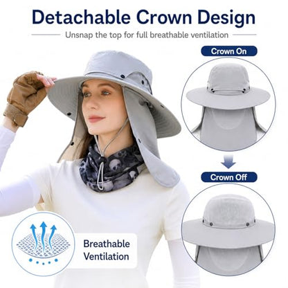 Sun Hat Unisex Face Coverage Shield Neck Flap Cap Garden Lawn Work Sports Hiking Fishing Hats - color: Gray