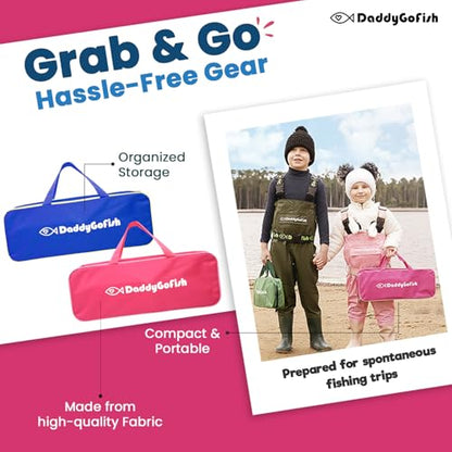DaddyGoFish Kids Fishing Pole - Rod Reel Combo Tackle Box Starter Set - First Year Small Dock Gear Kit for Boys Girls Toddler Youth Age Beginner Little Children Junior Anglers Older Kids - color: 2 Pack- Blue + Pink