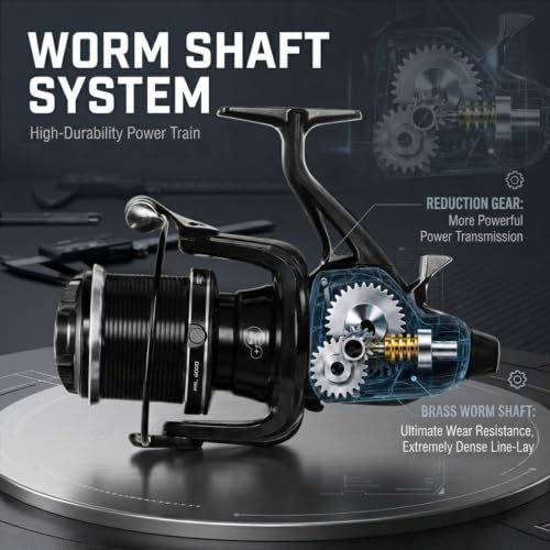 Double Brake Spinning Reel Heavy Duty Metal Body with CNC Machined Spool 55LB Max Drag 6+1 BB Smooth 4.1:1 High Speed Gear Ratio Saltwater Freshwater Reel for FPL 8000-12000 Series