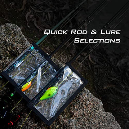 KastKing Madbite Lure Wraps, Available in Two Sizes, Keeps Lures Safe, Durable & Clear PVC, Easily See Lures, Easy Open and Close Hook & Loop System, Great Value, Includes 4 Lure Wraps - color: B: 4 Pack, Large (7.48“x 3.89”)