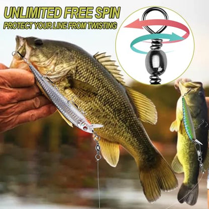 281pcs Fishing Snap Swivel Barrel Swivel, 123pcs Interlock Snaps Swivel, 158pcs Barrel Fishing Swivels , Fishing tackel for Saltwater Fishing Freshwater Fishing