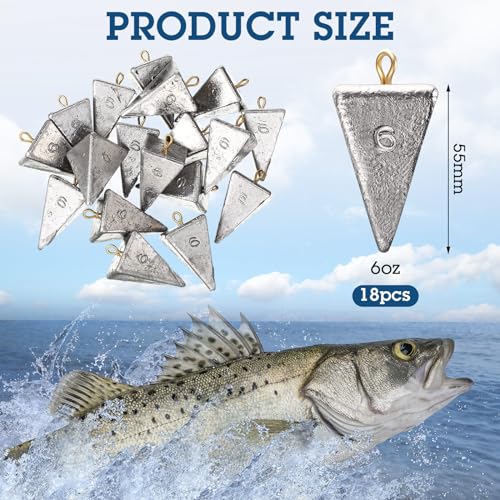 Shimeyao 18 Pieces Pyramid Sinkers Fishing Weights Triangle Fishing Sinkers Rig Pyramid Sinker for Ocean Saltwater Surf Bass Casting Gear Tackle - size: 6 oz