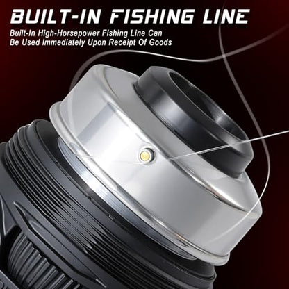 Sougayilang Spincast Fishing Reel,High Speed 3.9:1 Gear Ratio,Trouble-Free Push-Button Bait Casting Design and Reversible Handle for Left/Right Retrieve,Pre-Spooled with Monofilament Line - color: Black Red Spincast Reel