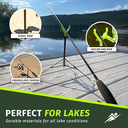 FISHIN' STIX Ready to Fish Kit - Includes 30" Rod Holder, All Terrain Stand Tripod and Bite Alarm - style: Orange