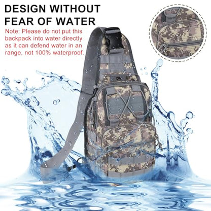 Qcute Tactical Backpack, Waterproof Military Cross-body Molle Sling Shoulder Backpack Chest Bag for Outdoor Every Day Carry - color: New Acu Camouflage