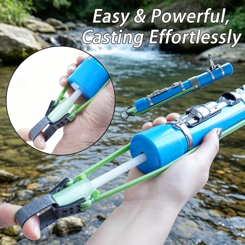 Upgraded Portable Fishing Catapult Rod with Reel, Durable & Lightweight Telescopic Lure & Bait Launcher for Saltwater & Freshwater, - size: XKTSYG-LSYL