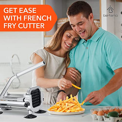 French Fry Cutter, Stainless Steel Potato Cutter with 1/2 Inch and 3/8 Inch Blades, (Manual Cutter, 1/2'' & 3/8'' Blade) - color: Manual Cutter, size: 1/2 Inch & 3/8 Inch