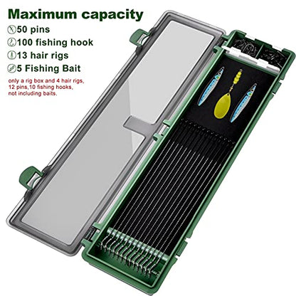 Stiff Hair Rig Tackle Box, Carp Fishing Storage Box Rig Board with 4pcs Hair Rigs, 12pcs Pins and 10pcs Barbed Fishing Hook in Rig Storage Box - style: Style 1