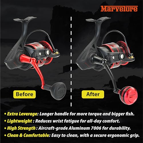 Foldable Power Handle for Penn Fierce III IV, Battle III HS Spinning Reel Replacement Handle (Not for Fierce Live Liner) - size: For Fierce/Battle HS 1000-4000 (Classic Version)